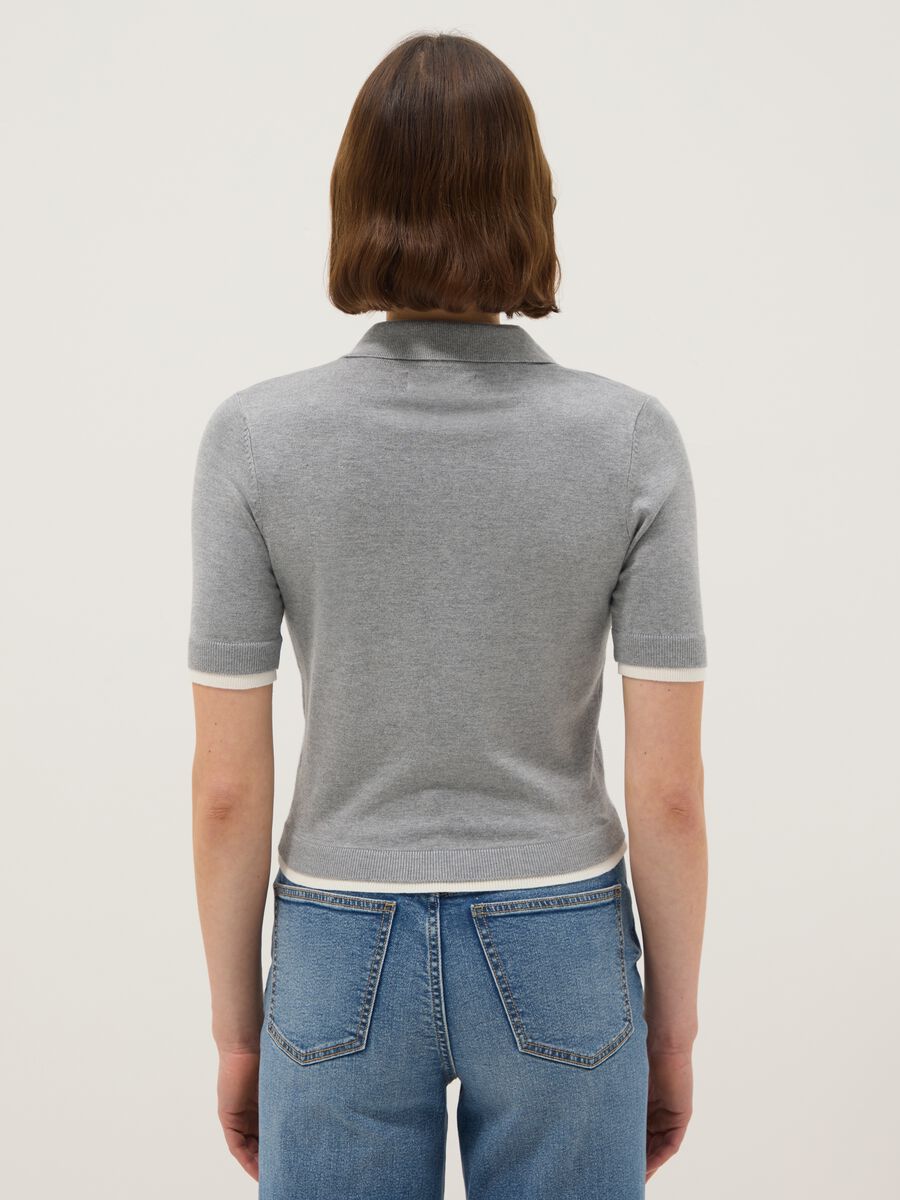 Grey viscose blend regular fit polo shirt_1