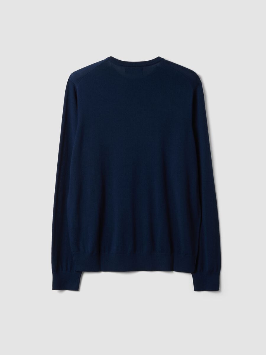 Blue crew-neck jumper in pure merino wool, regular fit_2