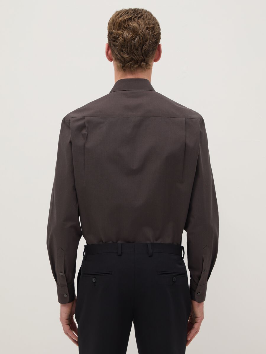 Brown pure cotton regular fit easy iron shirt_2