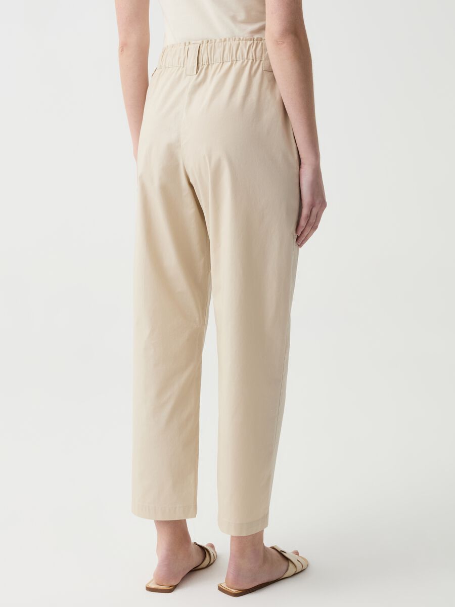 Pantalone crop wide leg in cotone stretch_1
