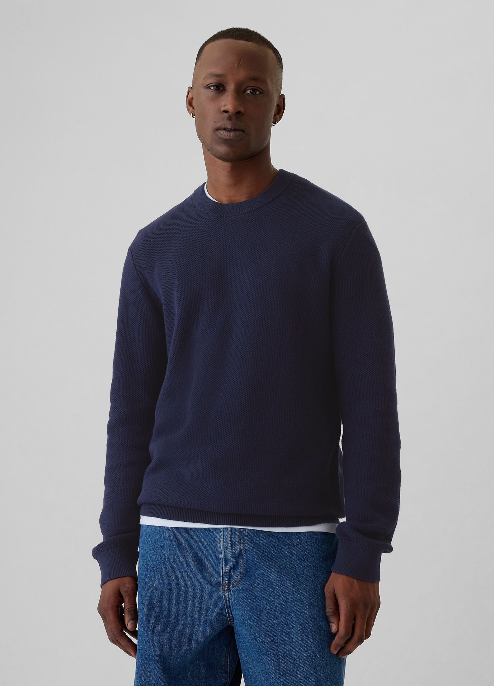 Pullover with micro waffle weave