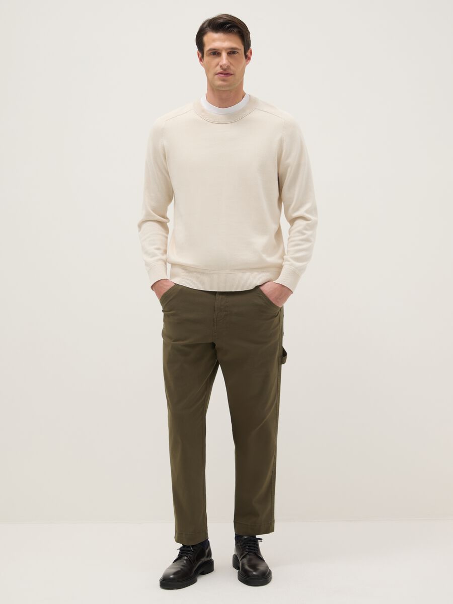 Slim Fit Green Stretch Cotton Chino Trousers_0