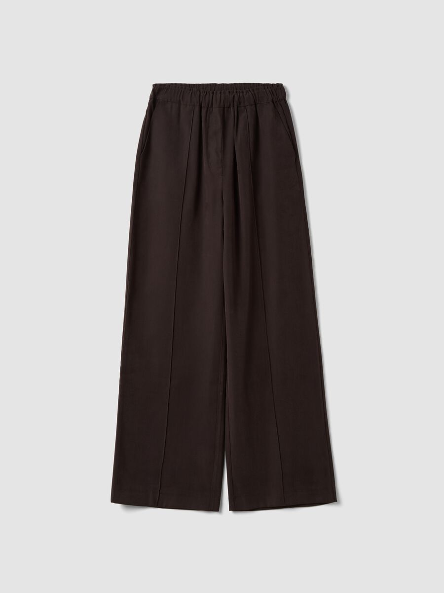 Braune Joggerhose aus Viskosemix mit weitem Bein_4