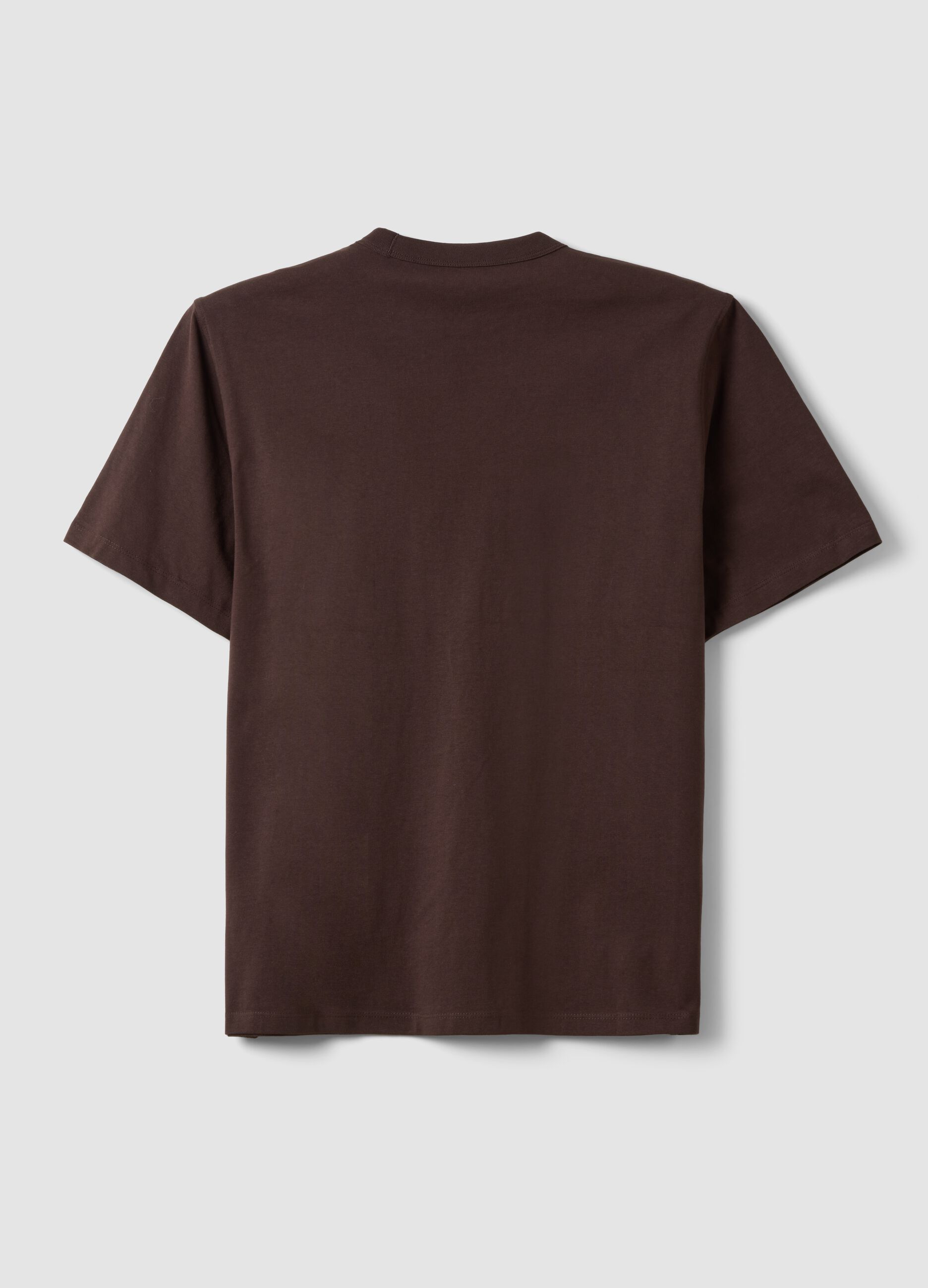 Brown pure cotton crew-neck T-shirt, relaxed fit
