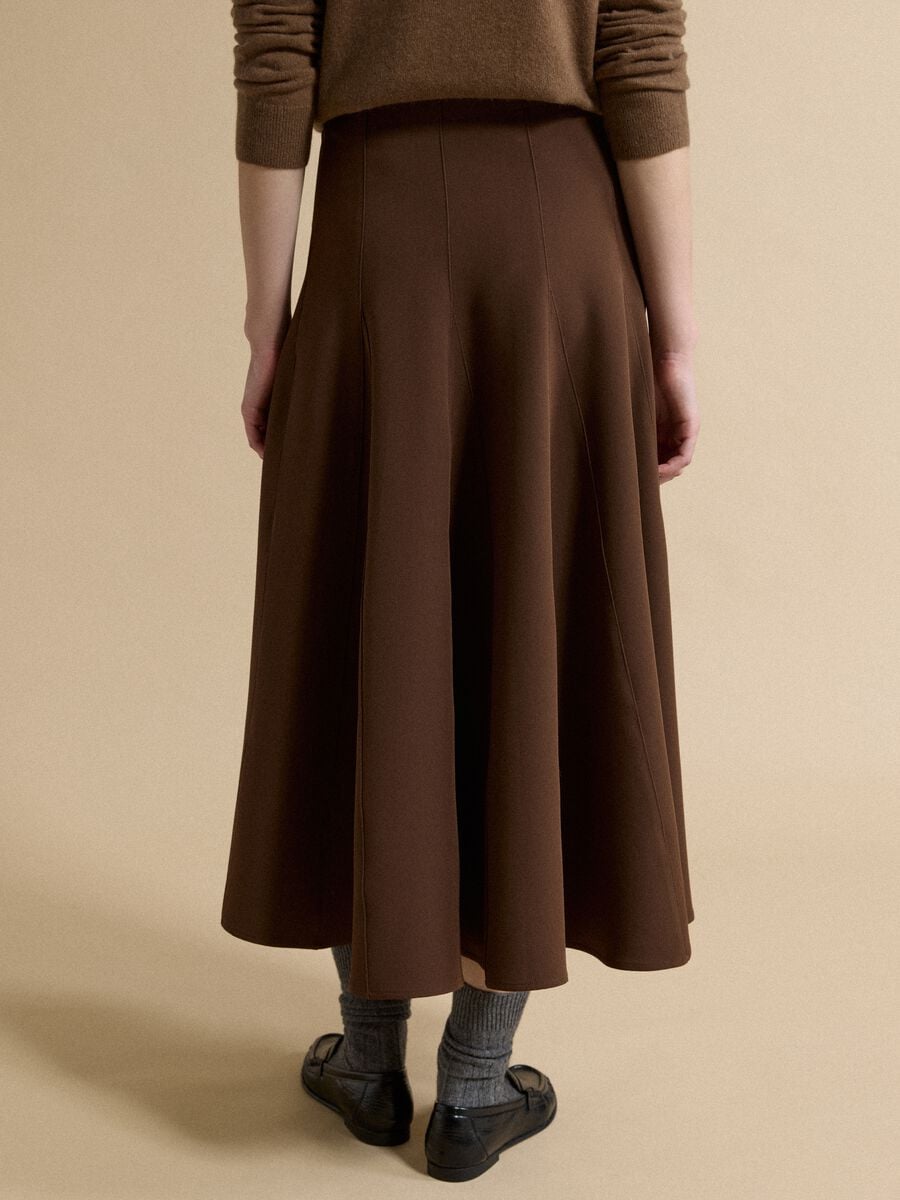 Brown stretch viscose skirt with regular waist_3