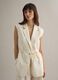 Gilet blanc regular en m&eacute;lange lyocell et lin avec ceinture_0