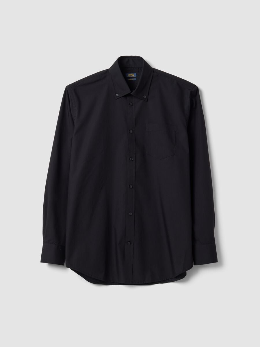 Camicia nera slim fit con colletto classico easy iron_4