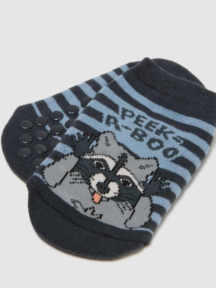Children's Non-Slip Cotton Blend Blue Socks_0