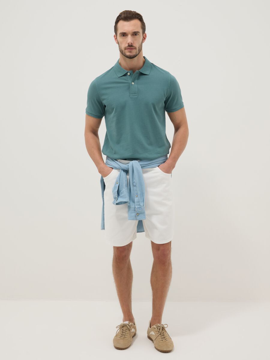 Regular fit short sleeve green pure cotton polo_1
