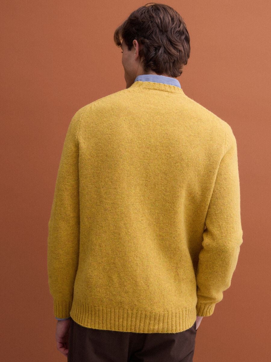 Yellow crew-neck pure wool jumper, regular fit_3