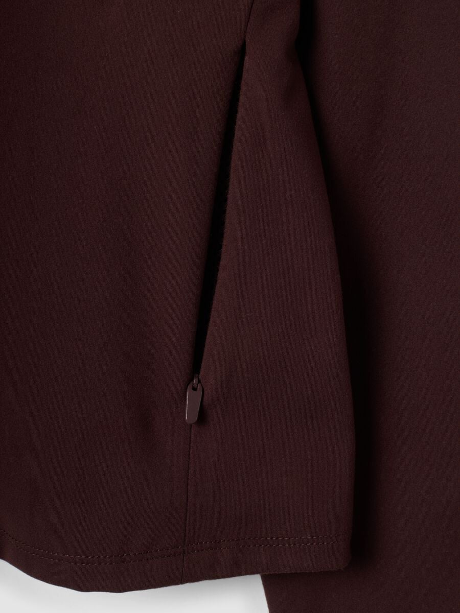 Casaco castanho full-zip fitted em tecido el&aacute;stico ALTAVIA STUDIO_7