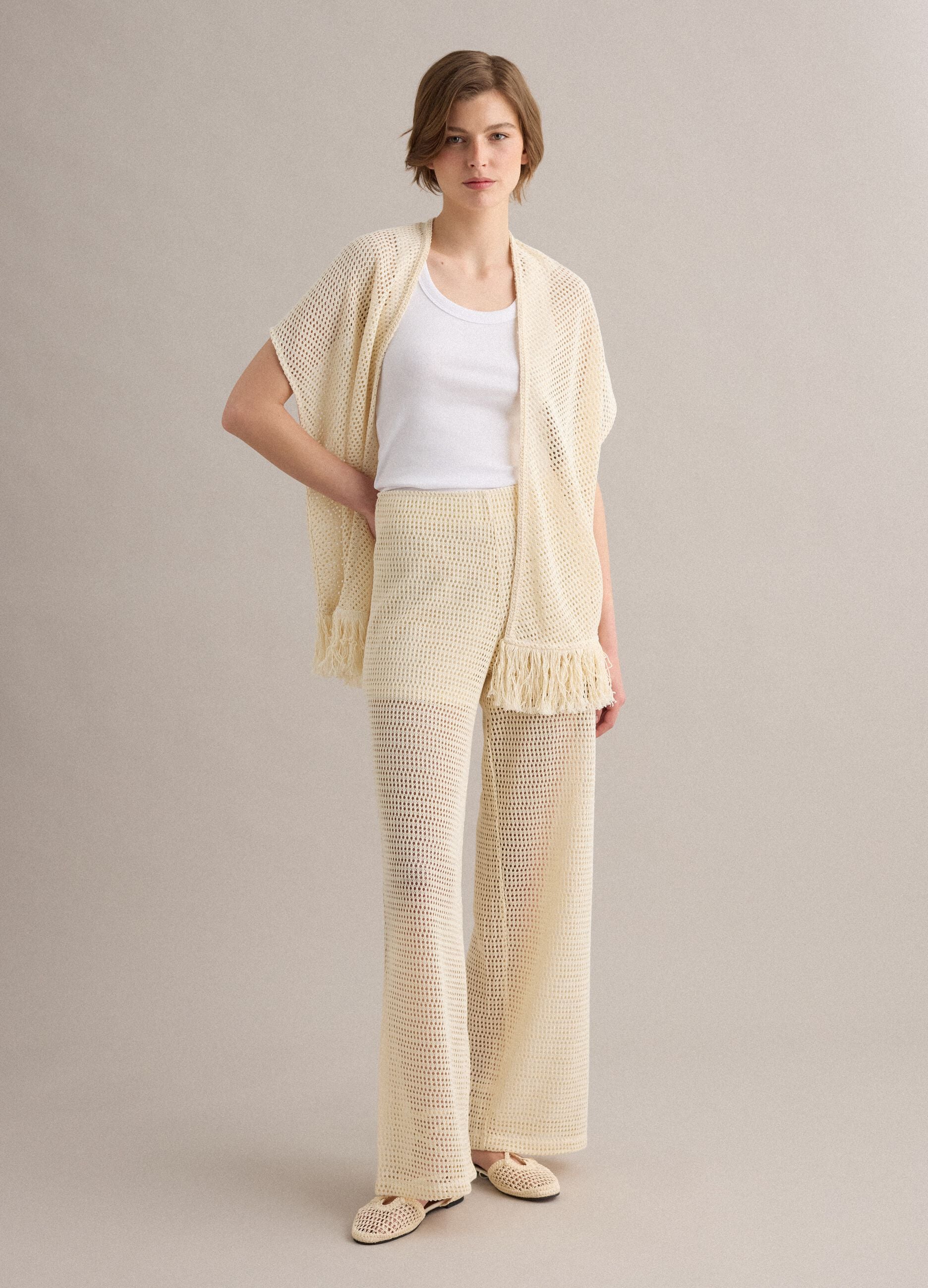 Beige palazzo trousers in a viscose blend