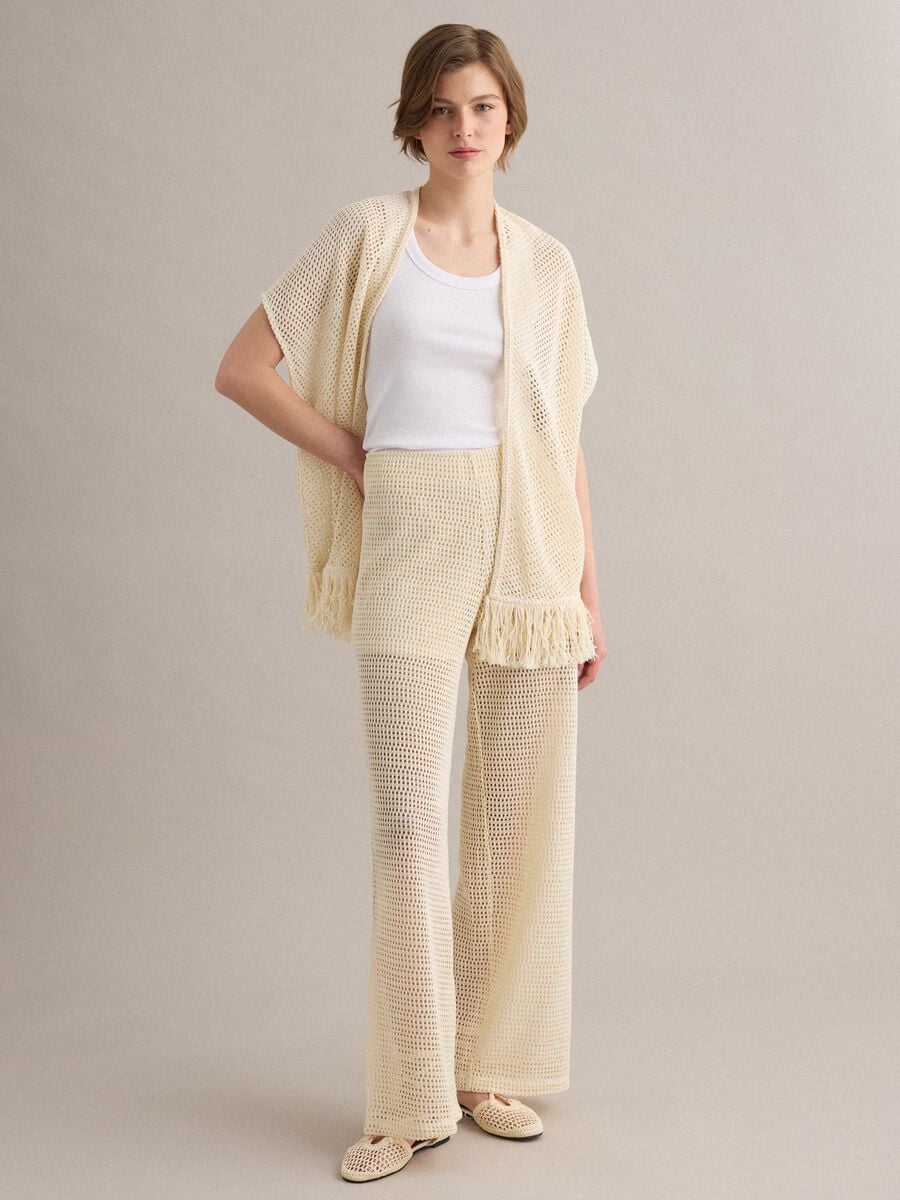 Beige palazzo trousers in a viscose blend_0