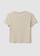 Beige pure cotton cropped T-shirt with crew neck and print_1