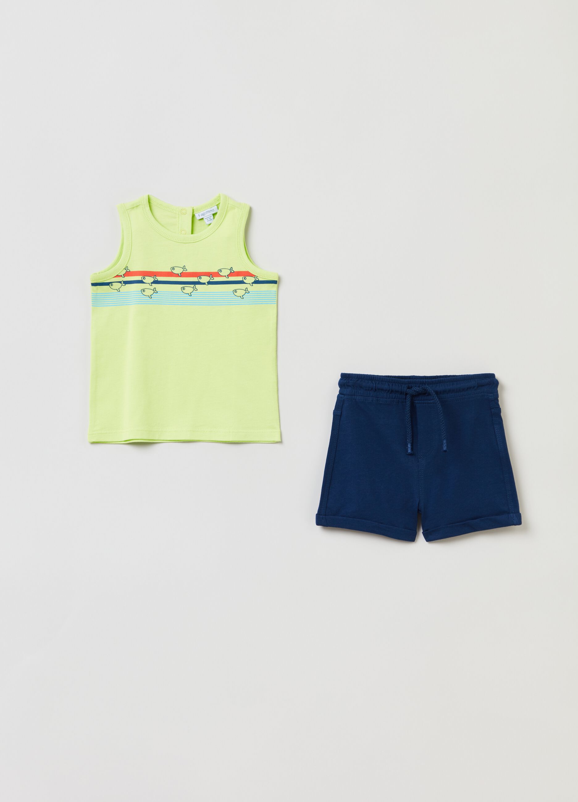 Racerback vest with print and shorts jogging set