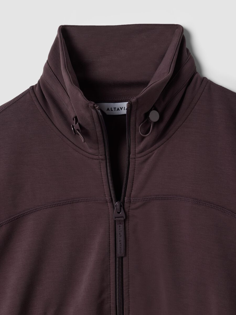 Short brown stretch viscose sweatshirt with high neck_7