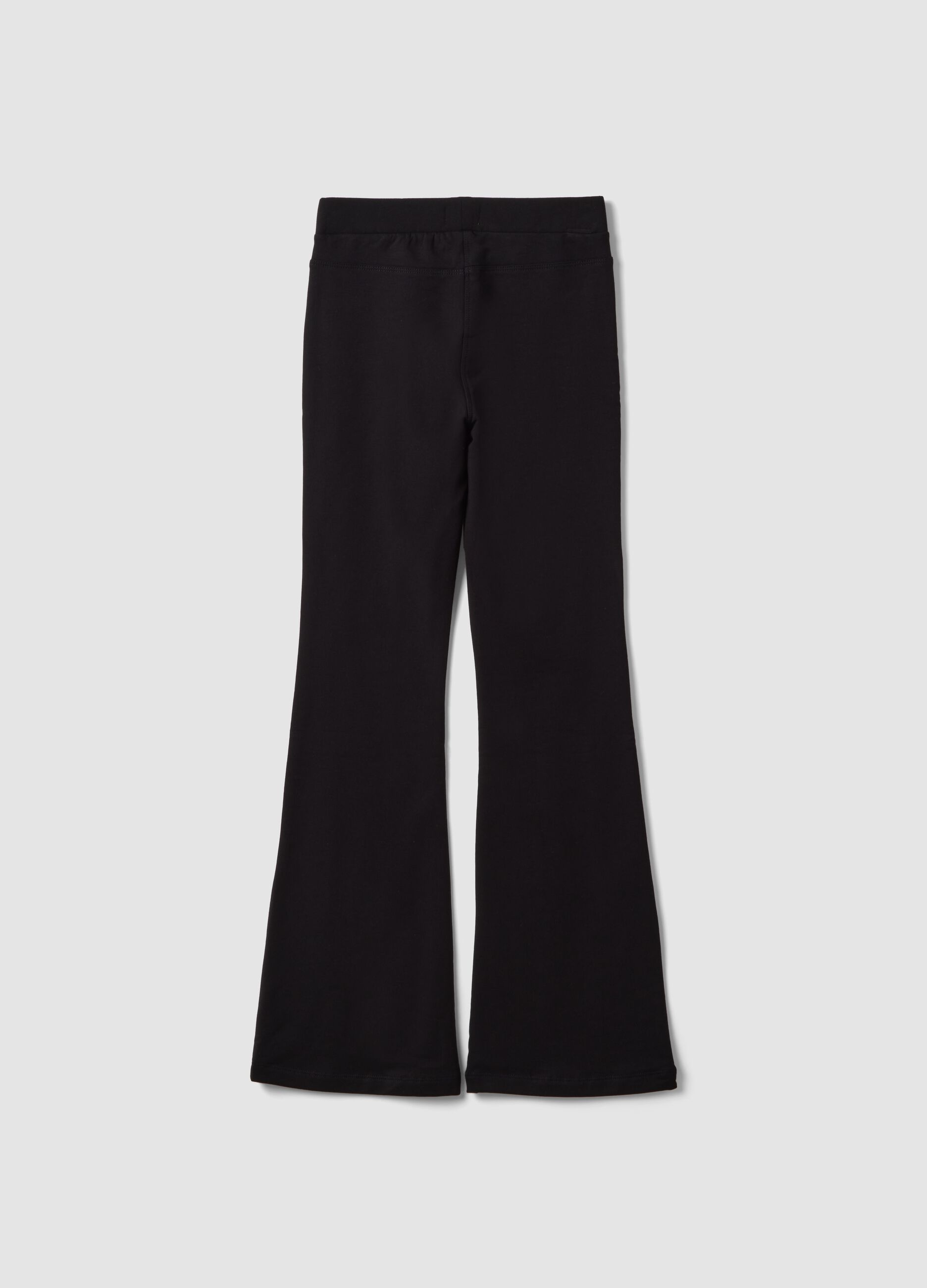 Black flare treggings in organic cotton and stretch viscose