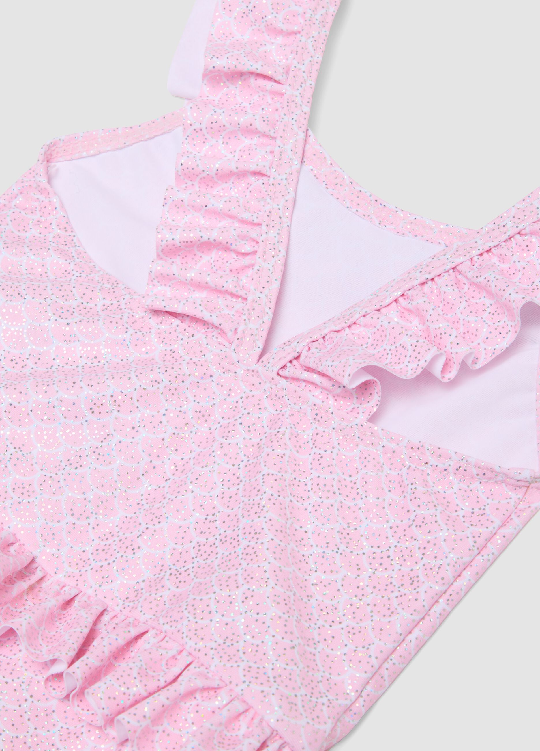 Rosa Stretch-Badeanzug mit Volants f&uuml;r Baby-M&auml;dchen