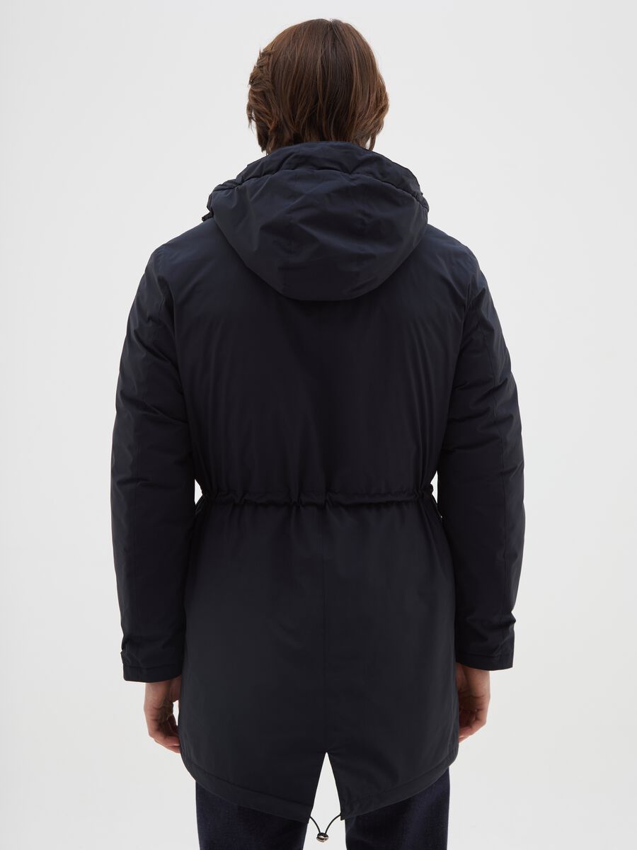 Blue regular fit padded parka with hood and zip_3