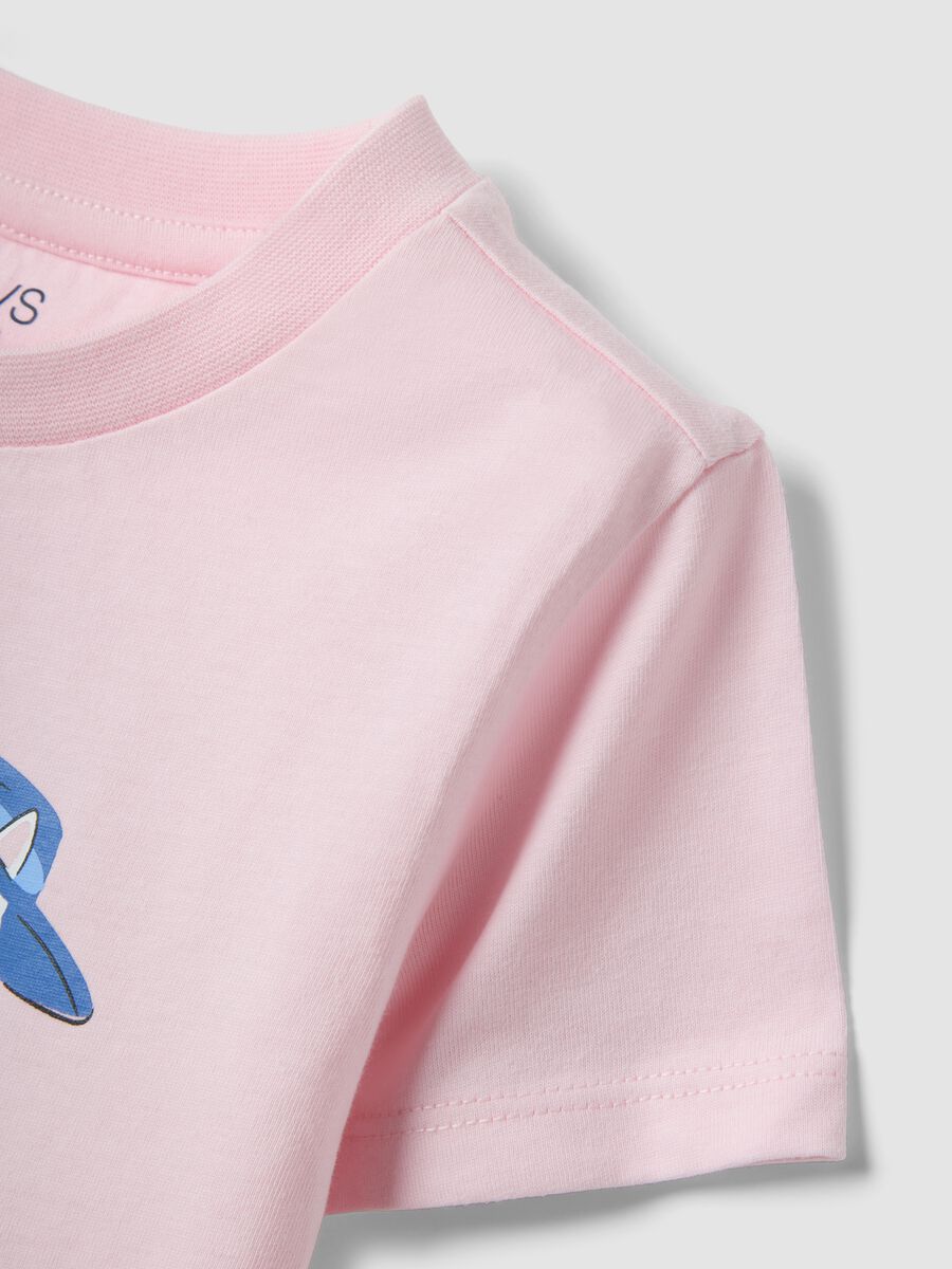 Girls&rsquo; pink organic cotton T-shirt with print and glitter_2