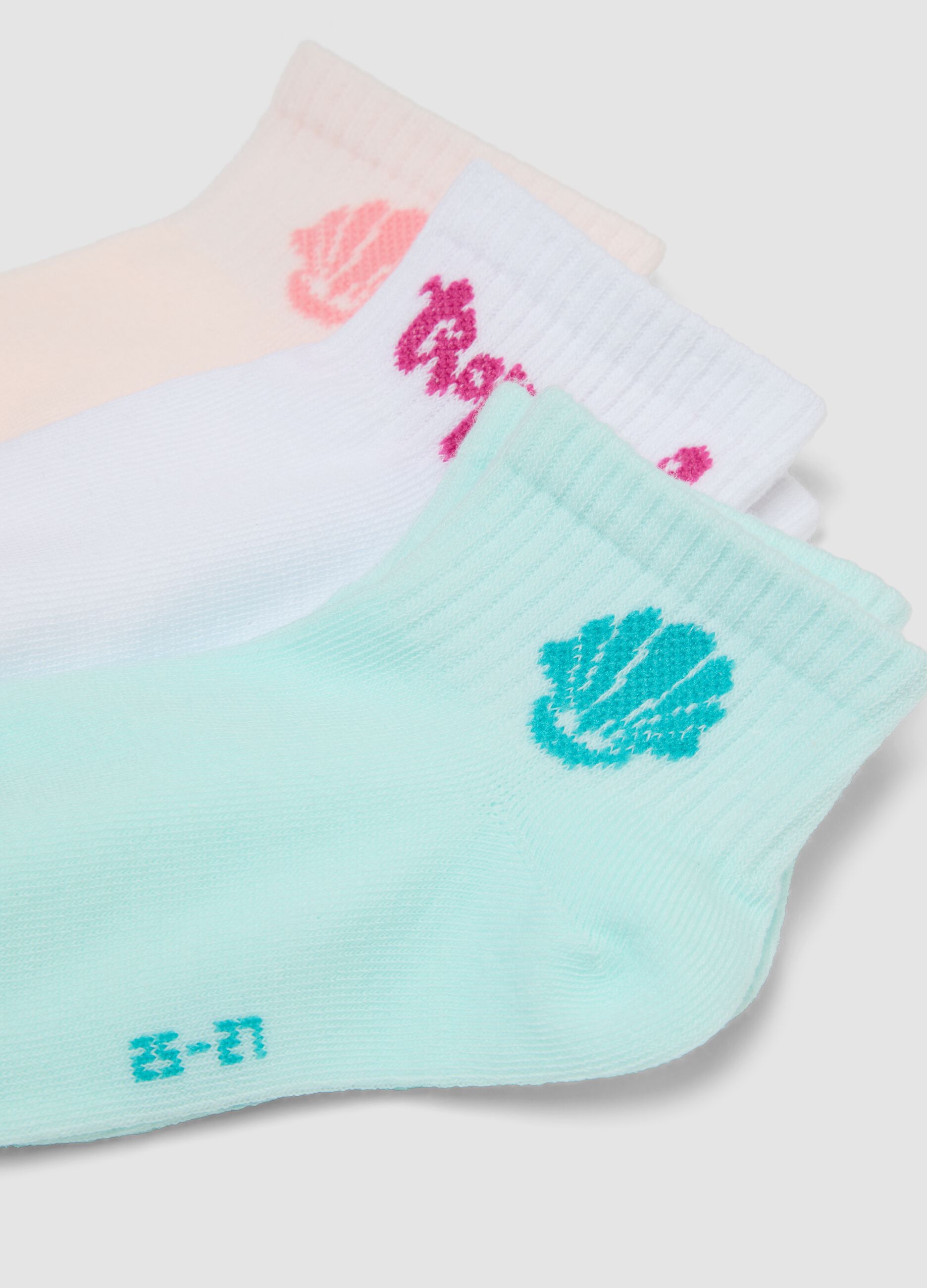 Girls&rsquo; multicolour stretch cotton-blend multipack socks