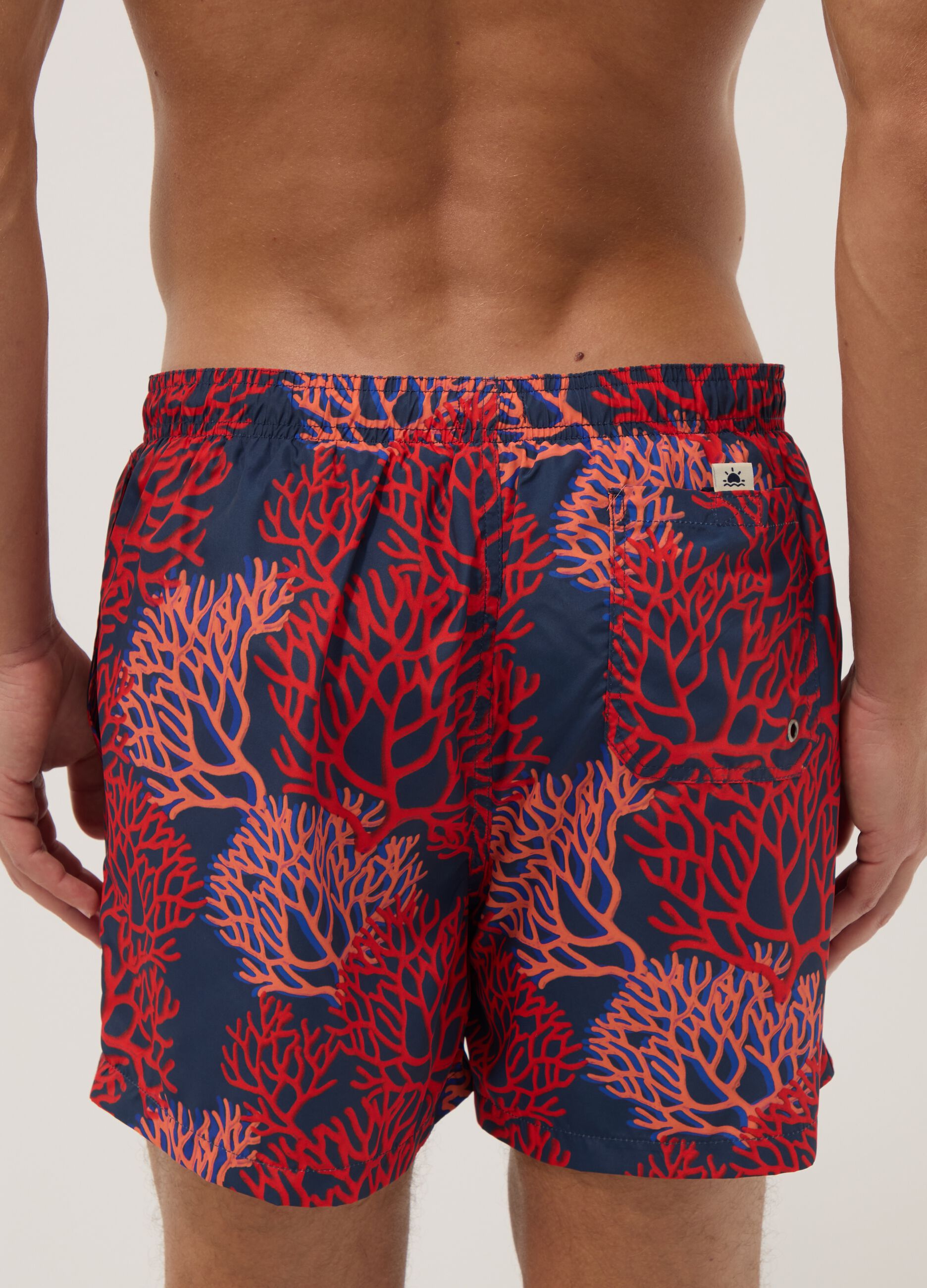 Multicolour coral-print boxer swim shorts