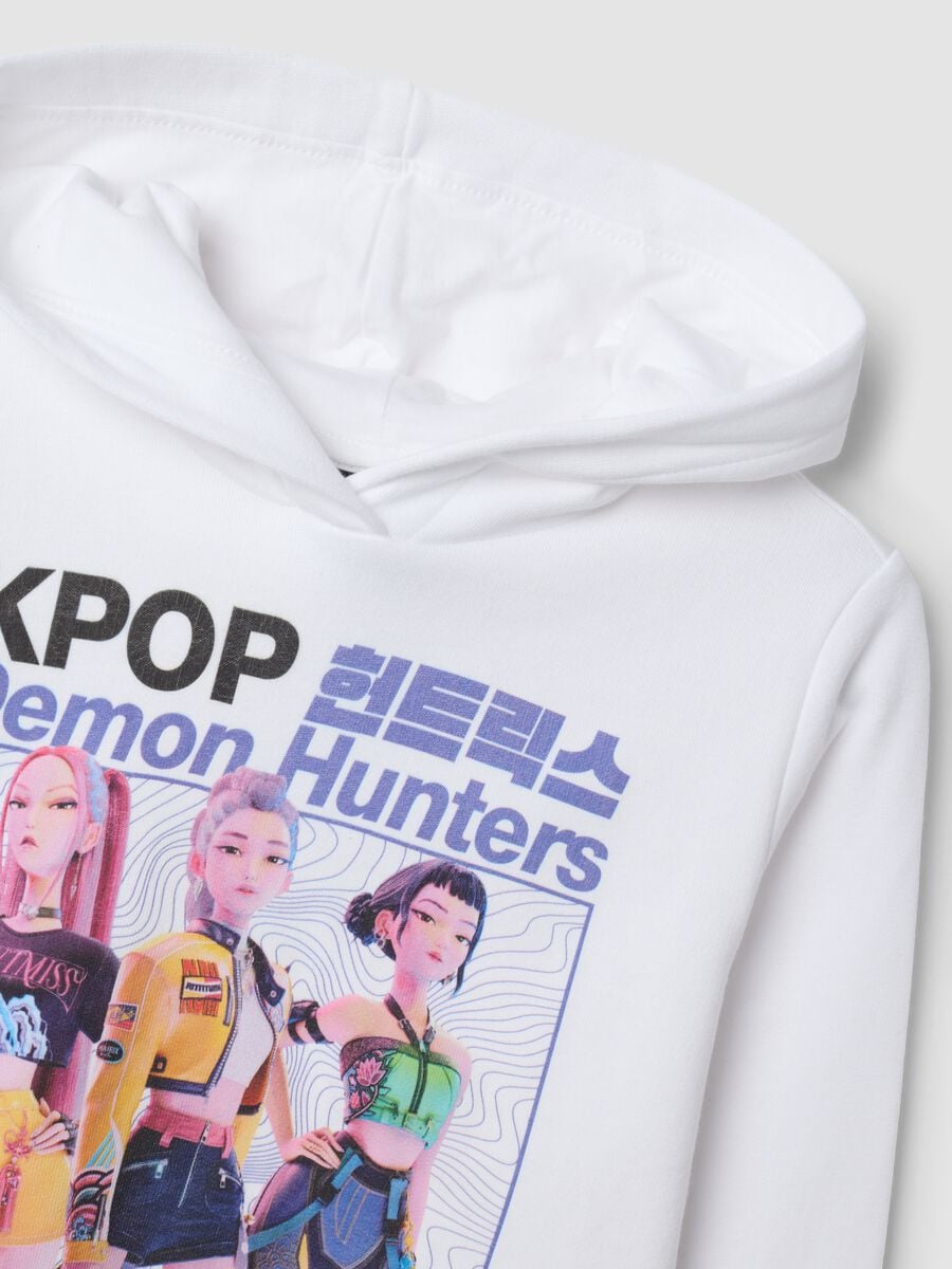 Weisser Hoodie aus 100% Baumwolle mit K-Pop Demon Hunters Print_2