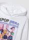 Sweatshirt branca com capuz em 100% algod&atilde;o com estampado K-Pop Demon Hunters_2