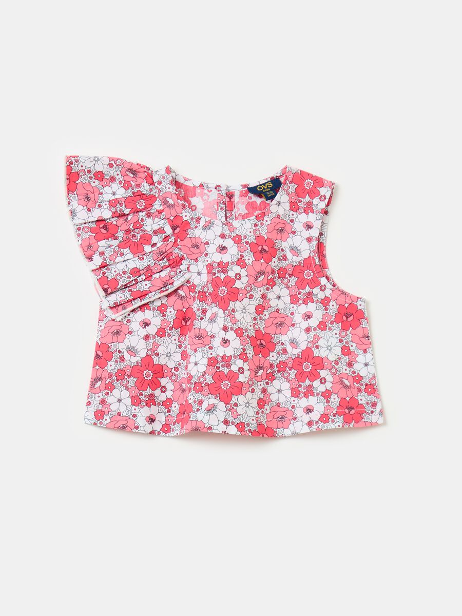 Floral blouse with flounce_0