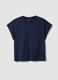 Blue fitted short-sleeve T-shirt in pure cotton_4