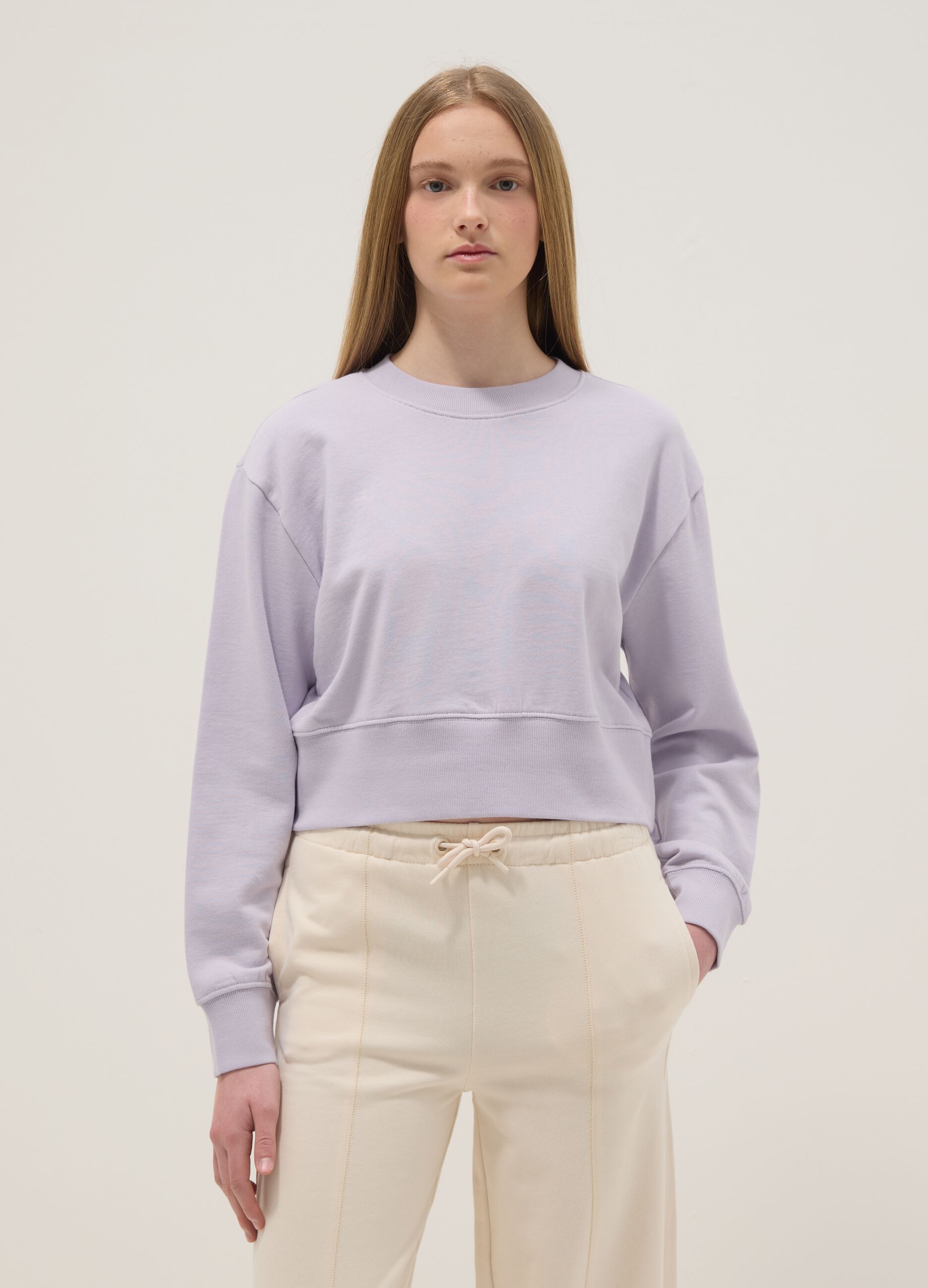 Sweatshirt regular fit em algod&atilde;o puro roxo para meninas