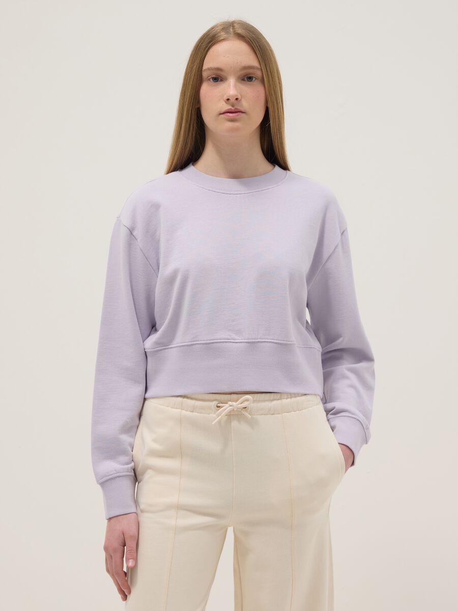 Purple pure cotton regular fit sweatshirt for girls_0