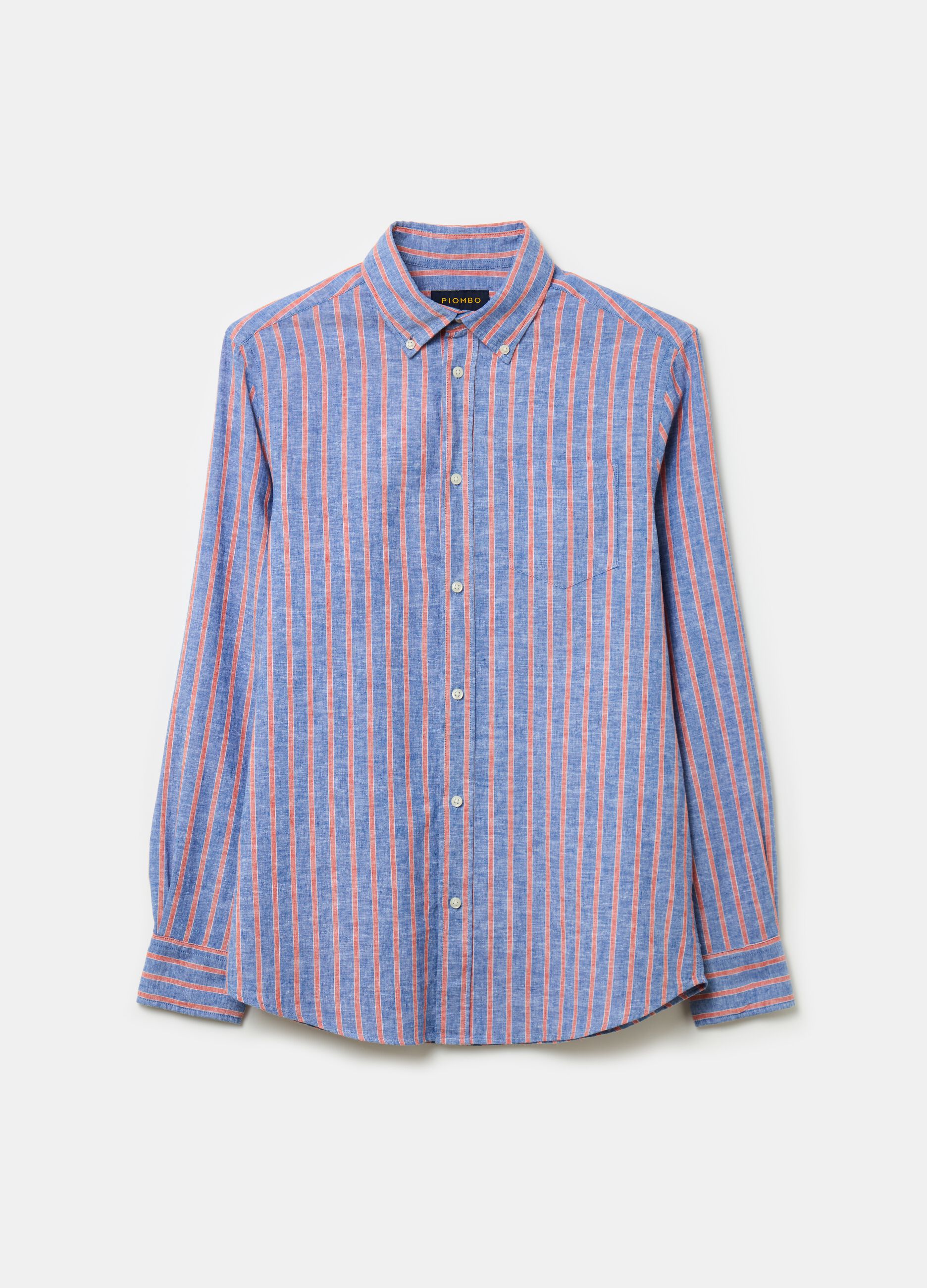 Striped linen and cotton shirt PIOMBO pour Homme OVS
