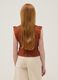 Brown stretch cotton T-shirt with ruffles_1