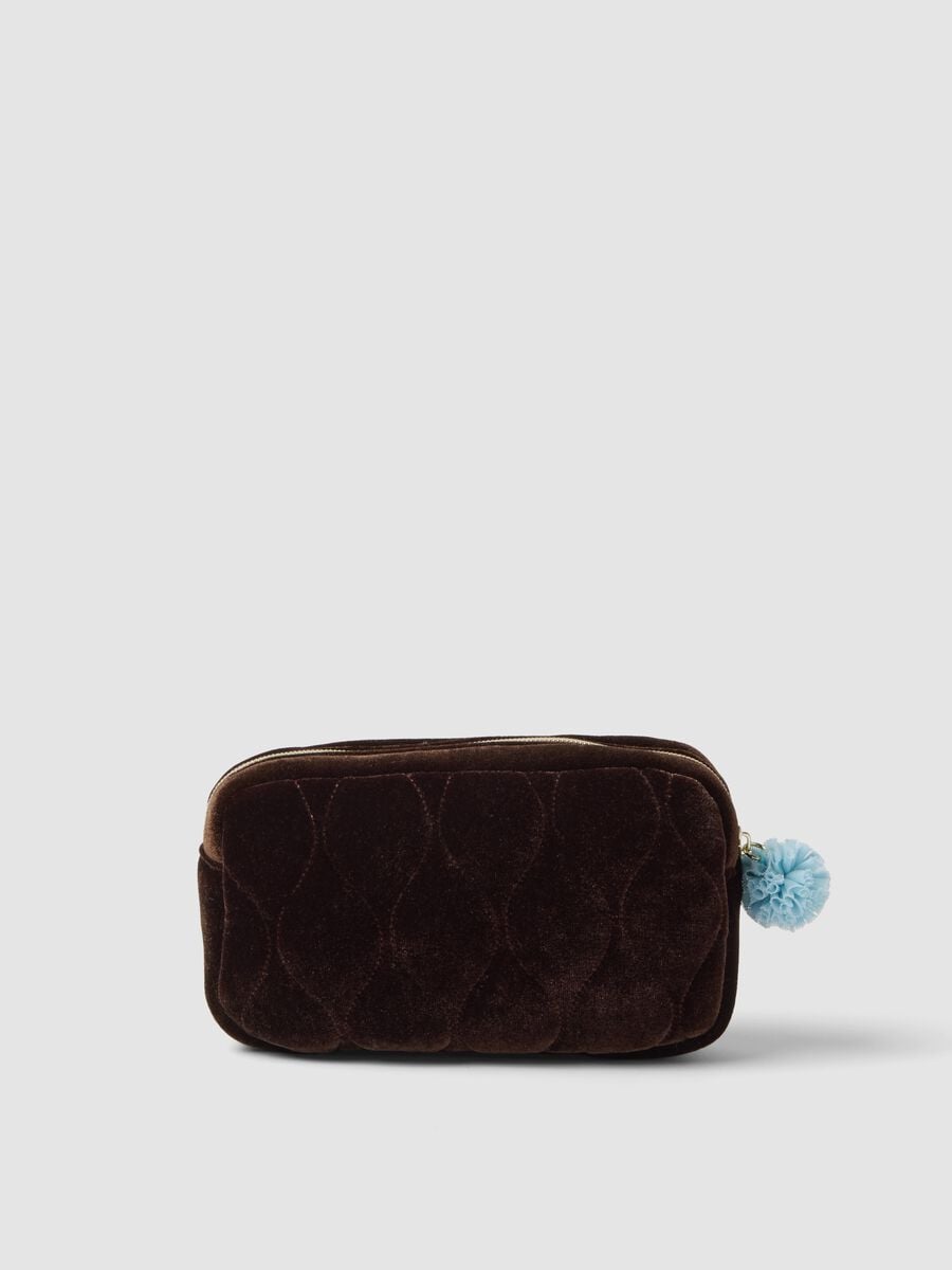 Brown and blue stretch-fabric wash bag_2