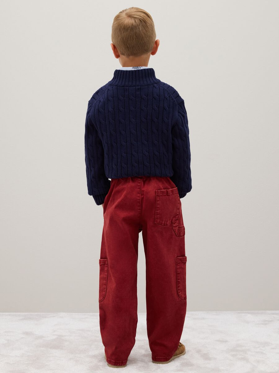 Children's Red Cotton Stretch Baggy Trousers_1