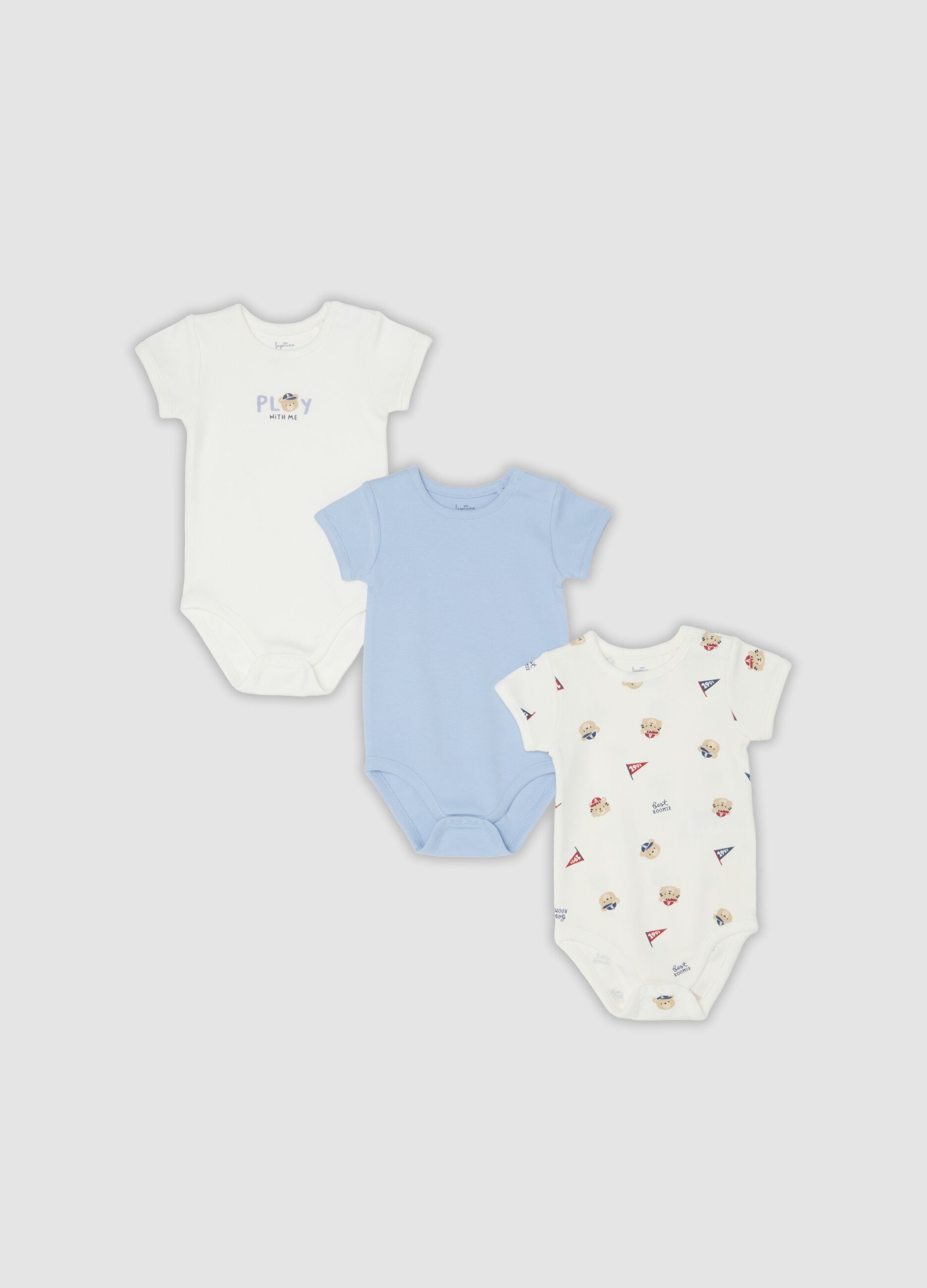 Pack de 3 bodies multicolor de algod&oacute;n org&aacute;nico puro para beb&eacute;