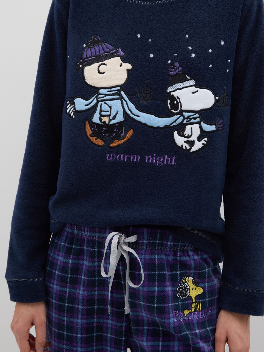Multicoloured check regular fit pyjamas with Peanuts print_3