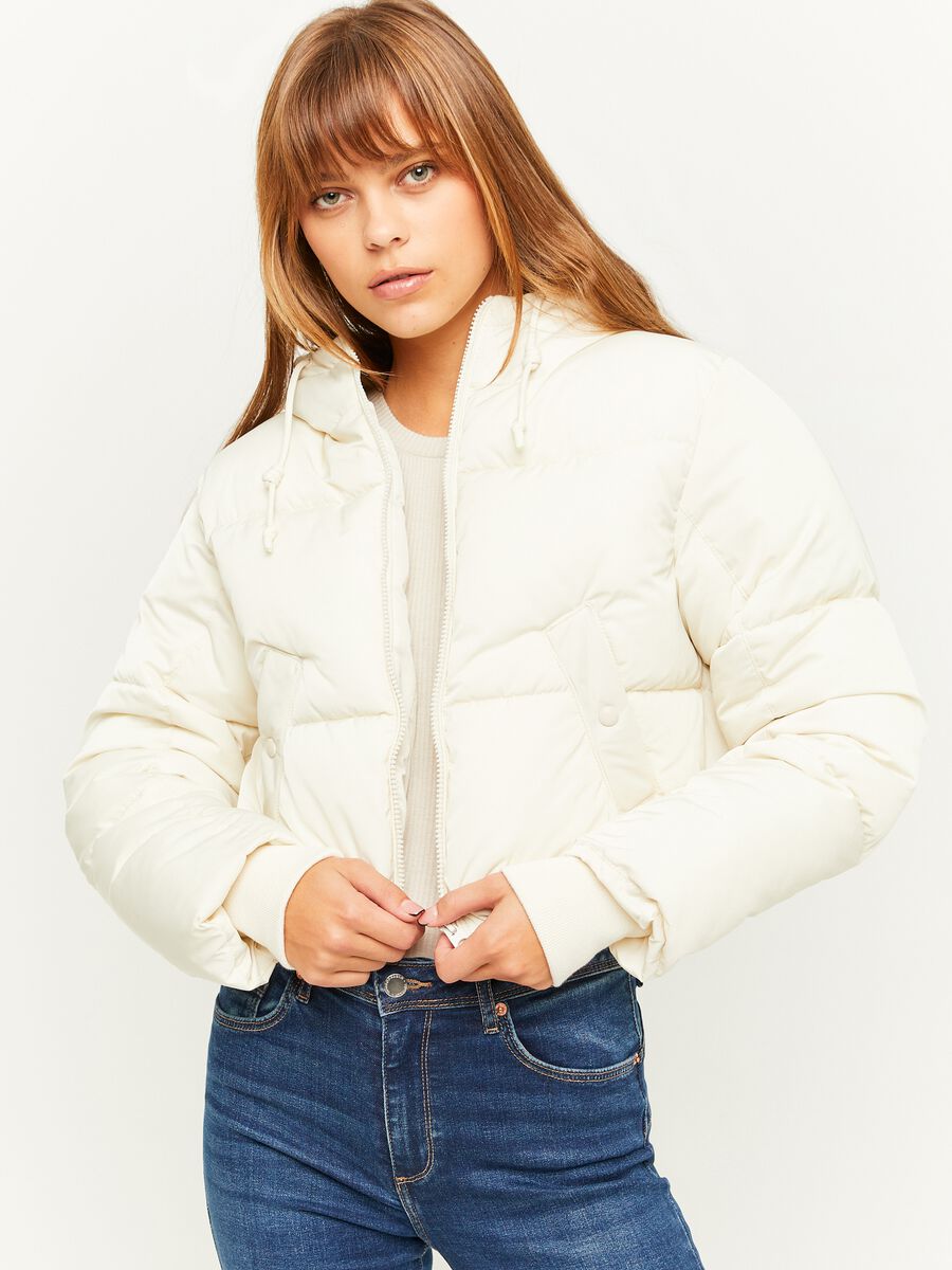 Cropped down jacket with hood_0