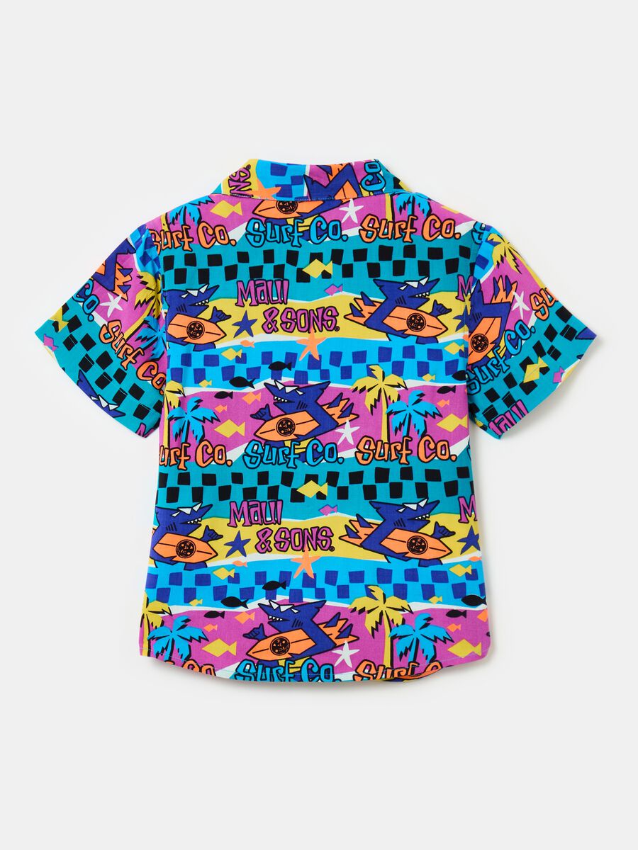 Short-sleeved shirt with multicoloured print_1