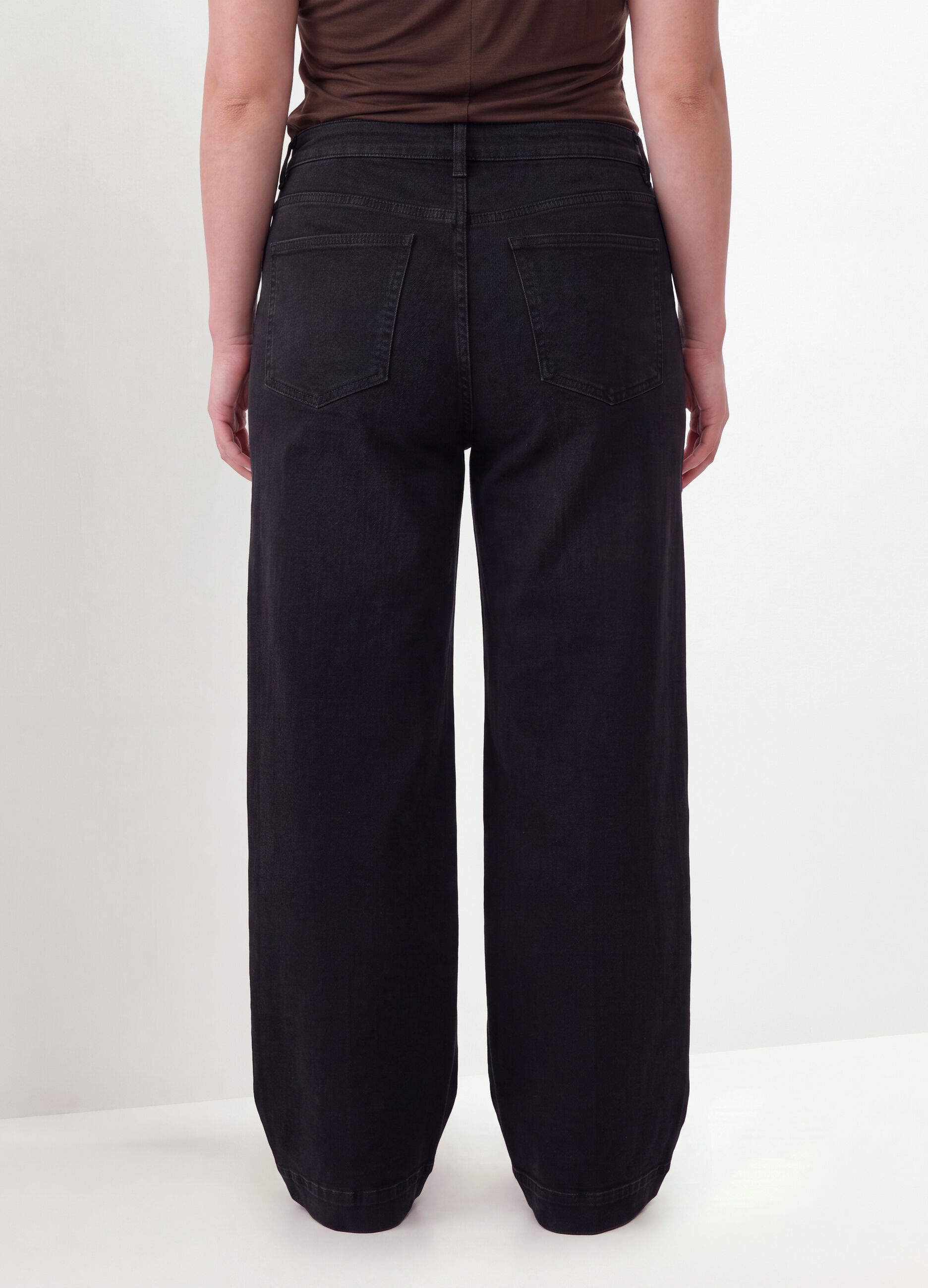 Black cotton and stretch viscose denim jeans with bootcut fit