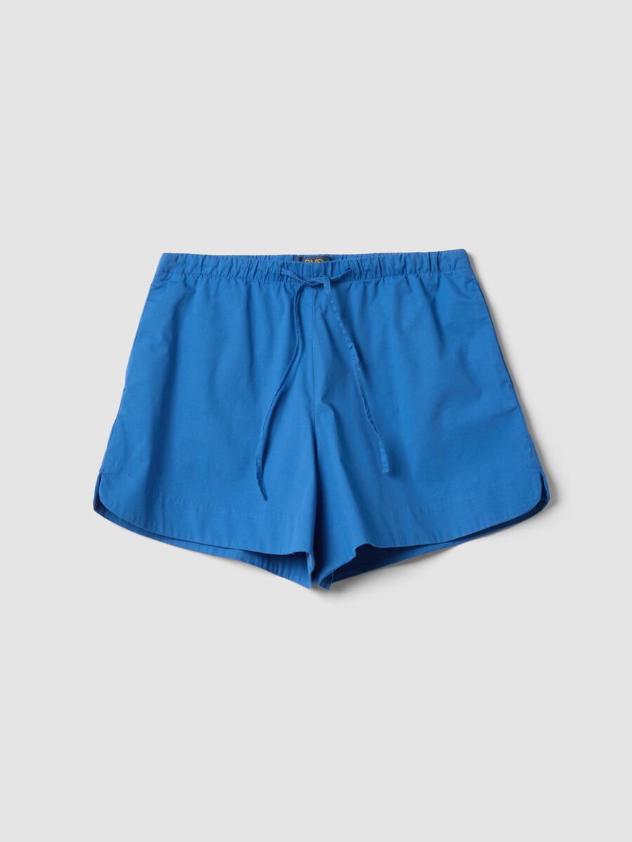 Blue stretch cotton shorts_0
