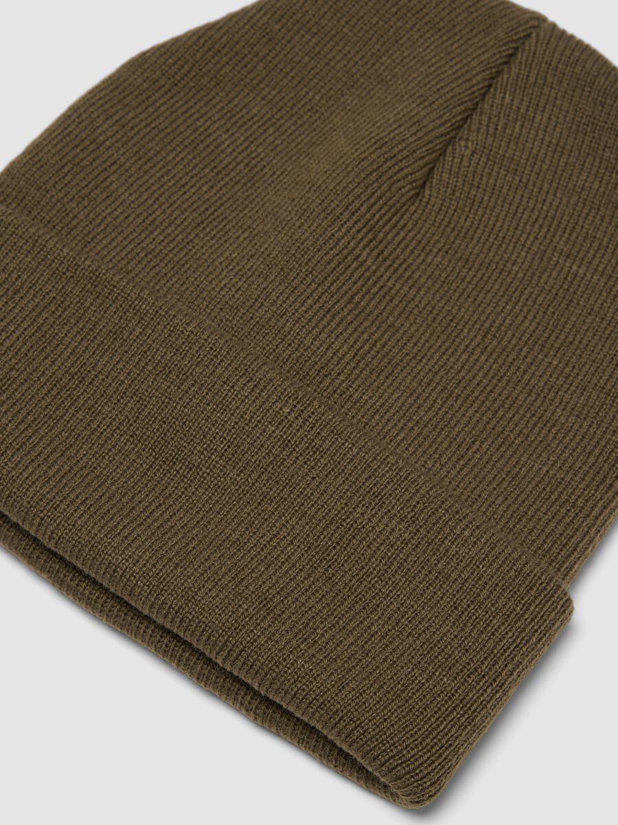 Green jersey knit beanie with turn-up cuff_1