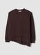 Braunes Sweatshirt aus Baumwollmix mit Rundhalsausschnitt und Spitze_0
