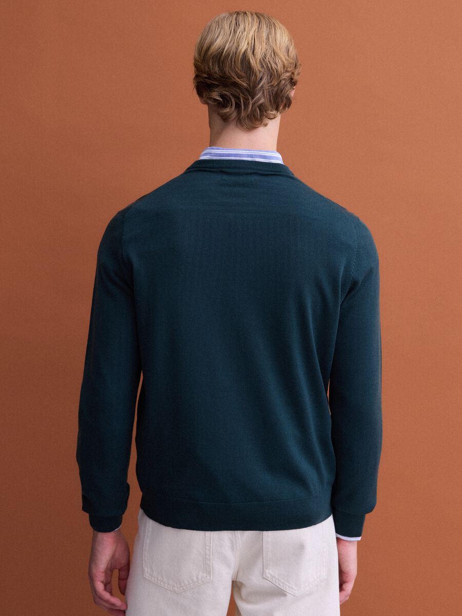 Green pure merino wool crew-neck jumper, regular fit_2