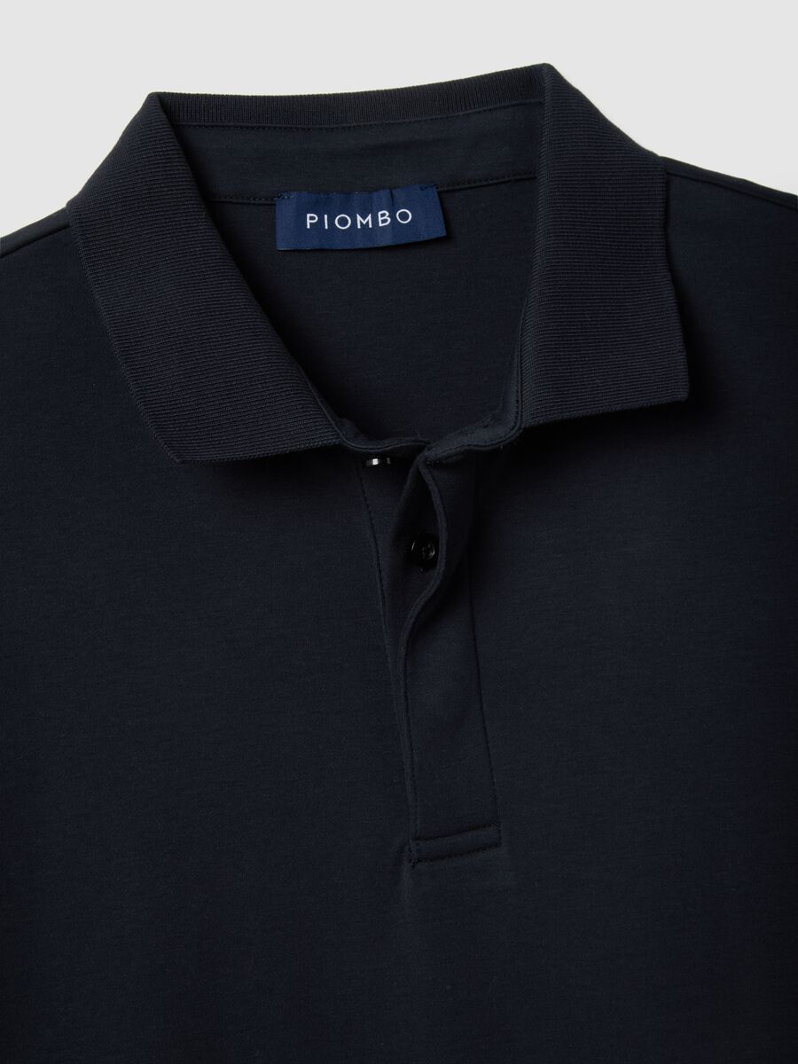 Blue regular fit pure cotton polo_5