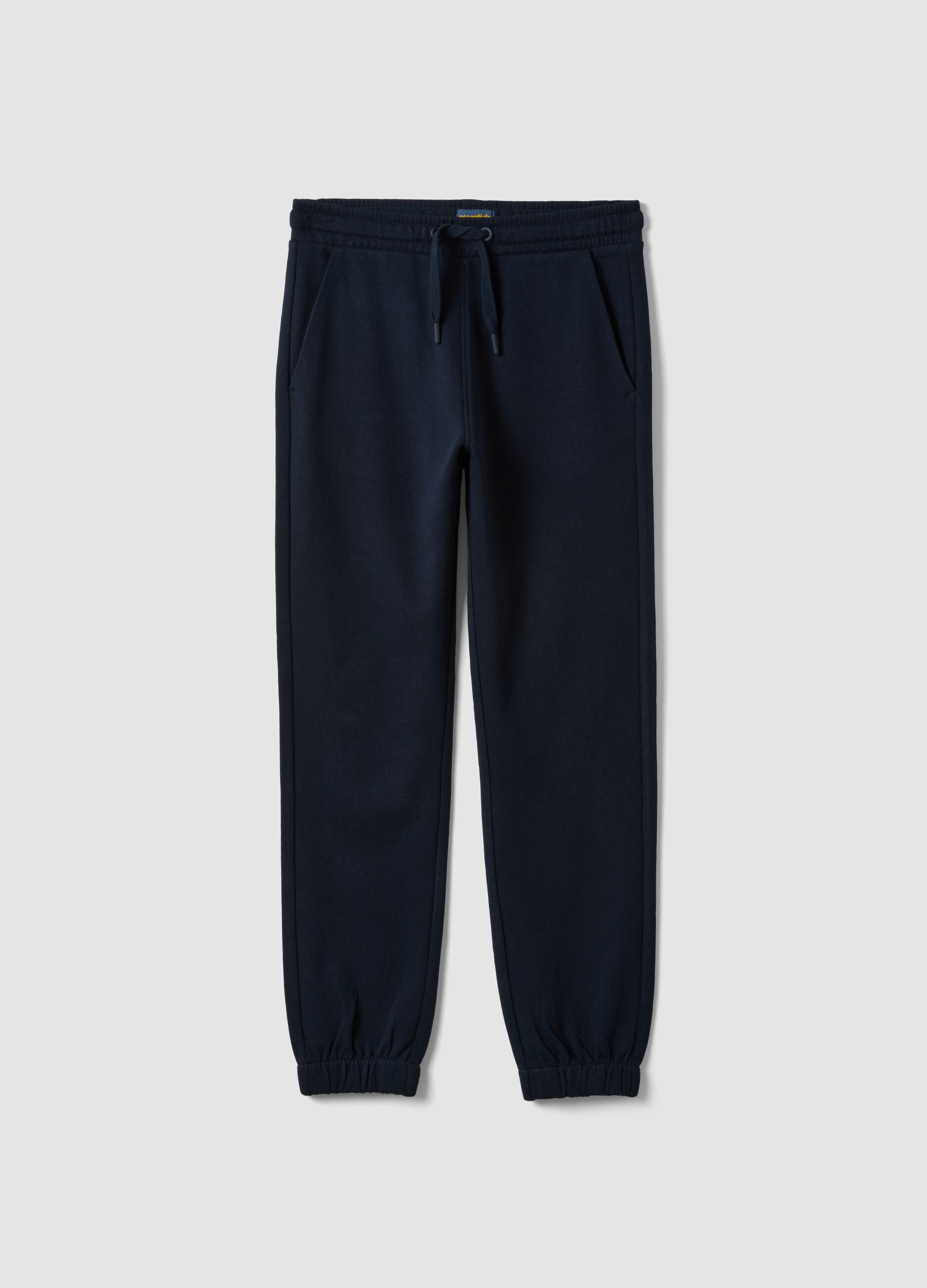 Navy organic cotton joggers with drawstring for boys