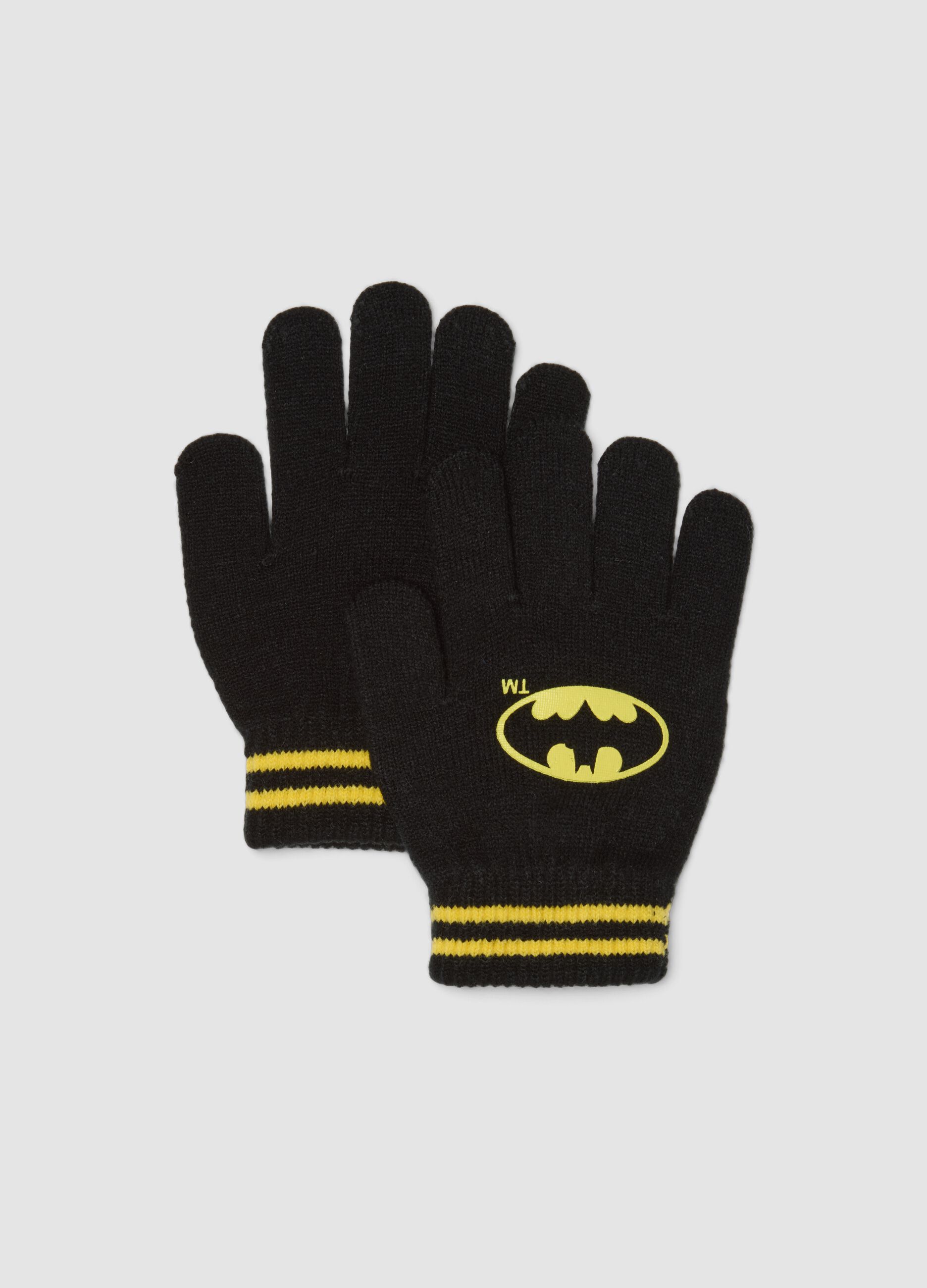 Guanti neri con stampa Batman per bambino e ragazzo