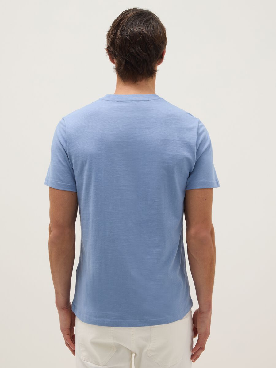 Pure cotton blue regular fit t-shirt_2