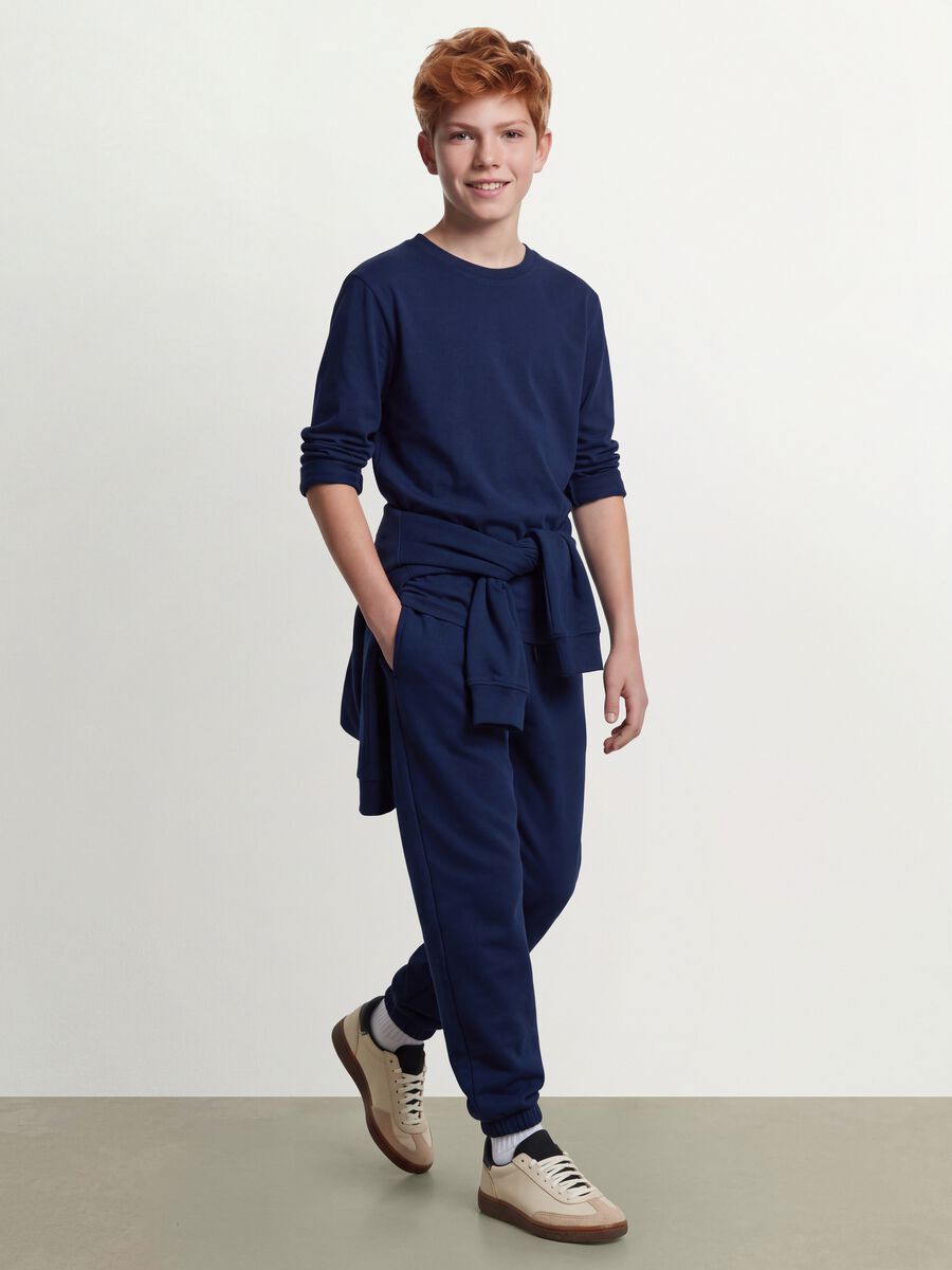 Navy blue organic cotton crew-neck T-shirt_1